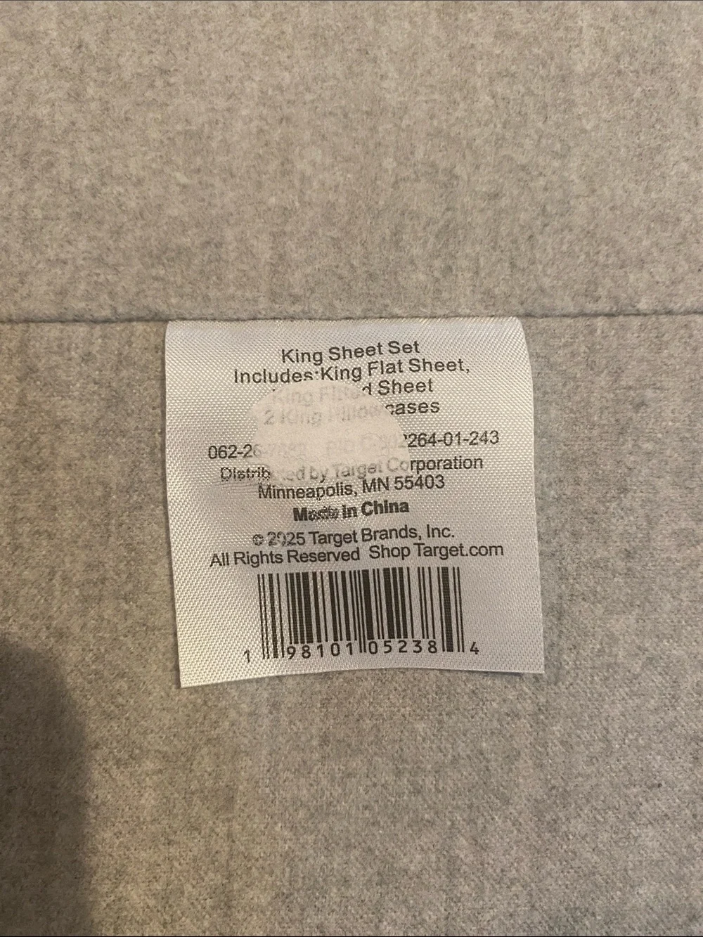 Threshold King Size Flannel Grey sheet set